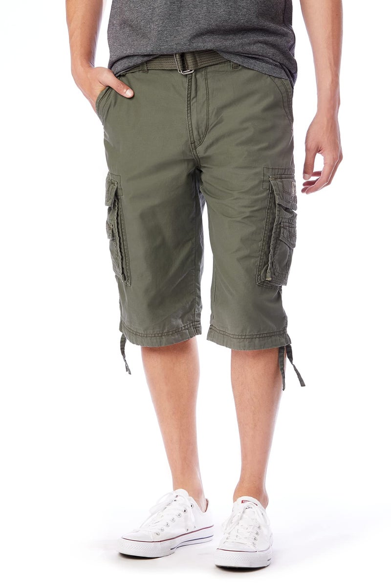 Unionbay Men's Cordova Belted Messenger Cargo Short - Reg and Big and Tall Sizes, military, 38